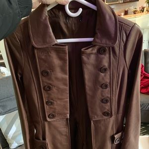 Trench leather jacket